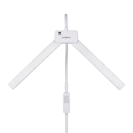 LED-Stehlampe- und Schreibtischlampe, Doppelkopf, in Weiß, dimmbar, 5 Farbtemperaturstufen, 18 W, 1100 lm, voll verstellbare Monitor-/Tischlampe mit kontaktlosem Ein-/Ausschalt-Sensor