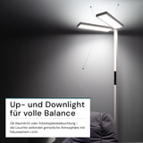 LED Büro-Stehleuchte DUO Line, Up/Down, weiß, 120 W, 8500 lm, 4000 K (neutralweiß), UGR<16 blendfrei, CRI98, dimmbar, RG0, Arbeitsplatzleuchte