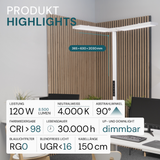 LED Büro-Stehleuchte DUO Line, Up/Down, weiß, 120 W, 8500 lm, 4000 K (neutralweiß), UGR<16 blendfrei, CRI98, dimmbar, RG0, Arbeitsplatzleuchte