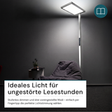 LED Büro-Stehleuchte, Up/Down, in Grau, 100 W, 7000 lm, 4000 K (neutralweiß), UGR<16, CRI98, dimmbar, RG0, Bridgelux LED, Arbeitsplatzleuchte.