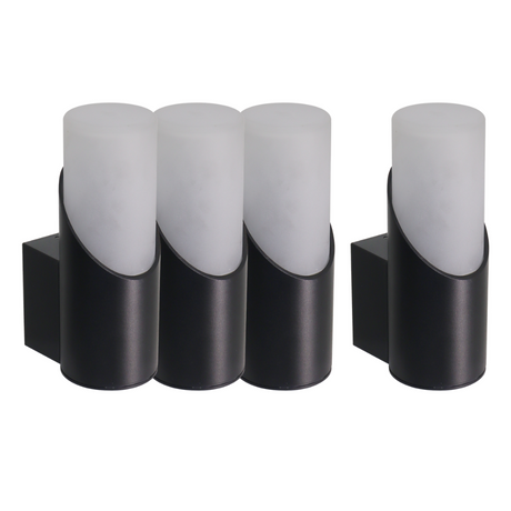 4er-Pack Moderne Wandleuchte, Innen/Außen, schwarz, GU10 Fassung, IP54, Aluminium.