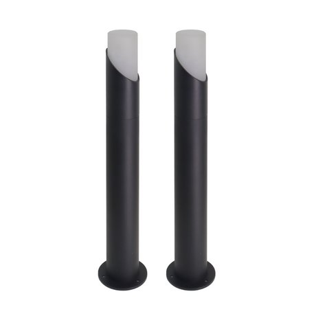 2er-Pack Moderne Wegeleuchte, schwarz, GU10 Fassung, IP54, Aluminium, mit Erdspieß, Höhe 52 cm.