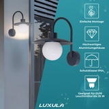 Elegante Wandleuchte, Innen/Außen, schwarz, E27 Fassung, IP54, Aluminium.