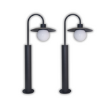 2er-Pack Elegante Wegeleuchte, schwarz, E27 Fassung, IP44, Aluminium, mit Erdspieß, Höhe 65 cm.