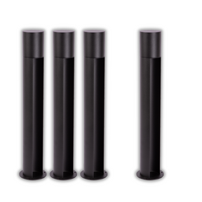 4er-Pack Edle Wegeleuchte, schwarz, GU10 Fassung, IP44, Aluminium, mit Erdspieß, Höhe 60 cm.