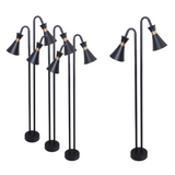 4er-Pack 2-köpfige Wegeleuchte, schwarz, GU10 Fassung, IP54, Aluminium, mit Erdspieß, Höhe 76,5 cm.
