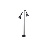 2-köpfige Wegeleuchte, schwarz, GU10 Fassung, IP54, Aluminium, mit Erdspieß, Höhe 76,5 cm.