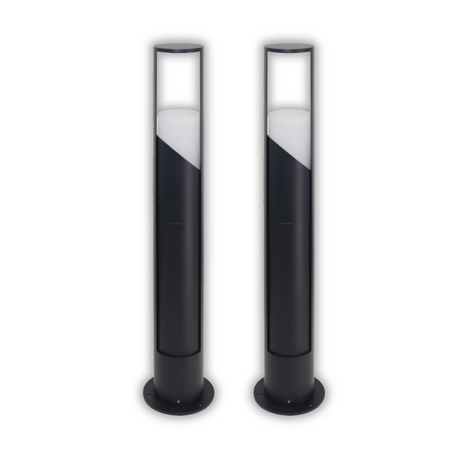 2er-Pack Schöne Wegeleuchte, schwarz, GU10 Fassung, IP44, Aluminium, mit Erdspieß, Höhe 60 cm.