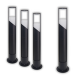 4er-Pack Schöne Wegeleuchte, schwarz, GU10 Fassung, IP44, Aluminium, mit Erdspieß, Höhe 60 cm.