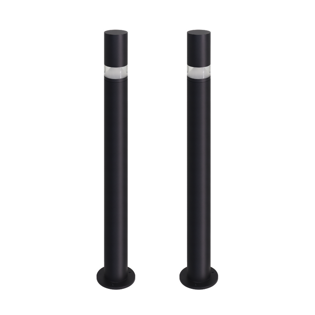 2er-Pack Wegeleuchte mit 360° Lichtkegel, schwarz, GU10 Fassung, IP44, Aluminium, mit Erdspieß, Höhe 63 cm.