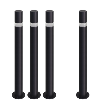4er-Pack Wegeleuchte mit 360° Lichtkegel, schwarz, GU10 Fassung, IP44, Aluminium, mit Erdspieß, Höhe 63 cm.