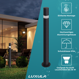 2er-Pack Wegeleuchte mit 360° Lichtkegel, schwarz, GU10 Fassung, IP44, Aluminium, mit Erdspieß, Höhe 63 cm.
