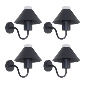 4er-Pack Stillvolle Wandleuchte, Innen/Außen, schwarz, GU10 Fassung, IP54, Aluminium.