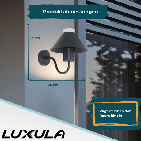 Stillvolle Wandleuchte, Innen/Außen, schwarz, GU10 Fassung, IP54, Aluminium.