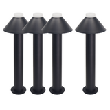 4er-Pack Stilvolle Wegeleuchte, schwarz, GU10 Fassung, IP44, Aluminium, mit Erdspieß, Höhe 60 cm.