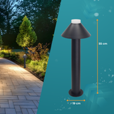 Stilvolle Wegeleuchte, schwarz, GU10 Fassung, IP44, Aluminium, mit Erdspieß, Höhe 60 cm.