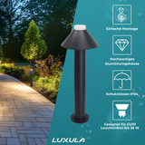 2er-Pack Stilvolle Wegeleuchte, schwarz, GU10 Fassung, IP44, Aluminium, mit Erdspieß, Höhe 60 cm.