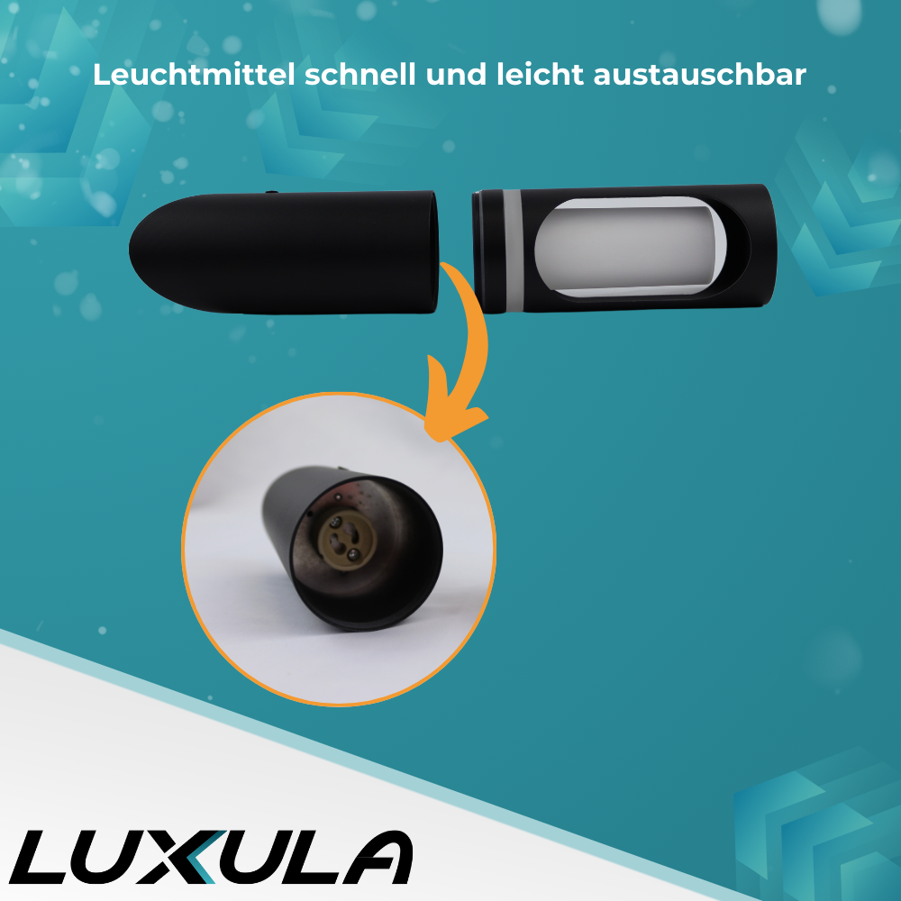 2er-Pack Zeitlose Wandleuchte, Innen/Außen, schwarz, GU10 Fassung, IP44, Aluminium.