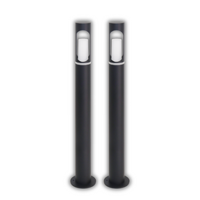 2er-Pack Zeitlose Wegeleuchte, schwarz, GU10 Fassung, IP44, Aluminium, mit Erdspieß, Höhe 60 cm.