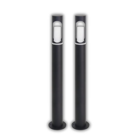 2er-Pack Zeitlose Wegeleuchte, schwarz, GU10 Fassung, IP44, Aluminium, mit Erdspieß, Höhe 60 cm.