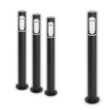 4er-Pack Zeitlose Wegeleuchte, schwarz, GU10 Fassung, IP44, Aluminium, mit Erdspieß, Höhe 60 cm.