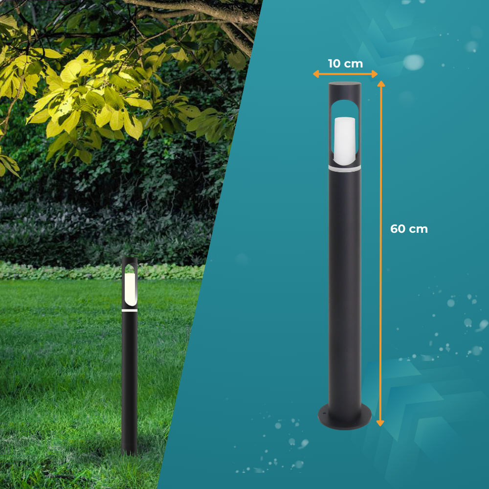 4er-Pack Zeitlose Wegeleuchte, schwarz, GU10 Fassung, IP44, Aluminium, mit Erdspieß, Höhe 60 cm.