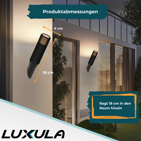 2er-Pack Moderne Wandleuchte Innen/Außen, schwarz, GU10 Fassung, IP44, Aluminium.