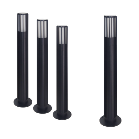 4er-Pack Moderne Wegeleuchte, schwarz, GU10 Fassung, IP44.