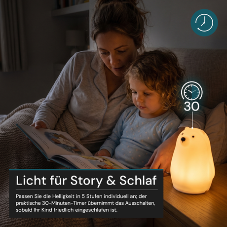 LED Nachtlicht Eisbär 1,7 W, 70 lm, 3000 K, 5-Stufen-Dimmfunktion, 30-Minuten-Timer