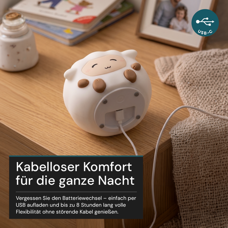 LED Nachtlicht Schaf, 1,7 W, 70 lm, 3000 K, 5-Stufen-Dimmfunktion, 30-Minuten-Timer