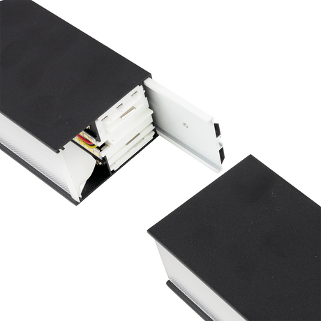 LED Büro-/Tresenleuchte Up&Down, schwarz, 120 cm, 30 W, 3600 lm, UGR<19, 3000-6500 K (CCT), LIFUD Netzteil, erweiterbar, Aluminium.