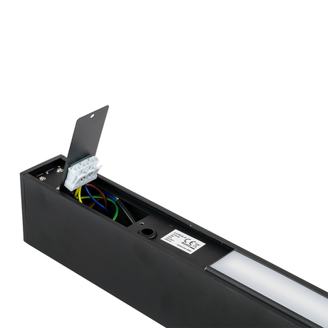 LED Büro-/Tresenleuchte Up&Down, schwarz, 120 cm, 30 W, 3600 lm, UGR<19, 3000-6500 K (CCT), LIFUD Netzteil, erweiterbar, Aluminium.