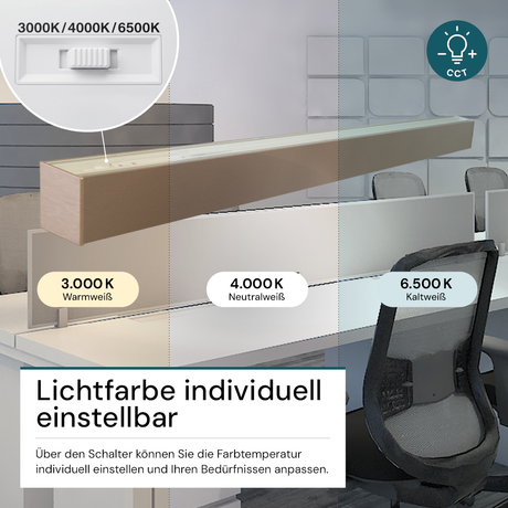 LED Büro-/Tresenleuchte, in Champagner Gold, 120 cm, 40W, 4800 lm, 3000-6500 K (CCT), EAGLERISE Netzteil