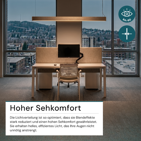 LED Büro-/Tresenleuchte, in Champagner Gold, 120 cm, 40W, 4800 lm, 3000-6500 K (CCT), EAGLERISE Netzteil