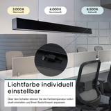 LED Büro-/Tresenleuchte, in Schwarz, 120 cm, 40 W, 4000 lm, 3000-6500 K (CCT), LIFUD Netzteil, erweiterbar, Aluminium