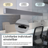 LED Büro-/Tresenleuchte, in Grau, 120 cm, 40 W, 4000 lm, 3000-6500 K (CCT), LIFUD Netzteil, erweiterbar, Aluminium