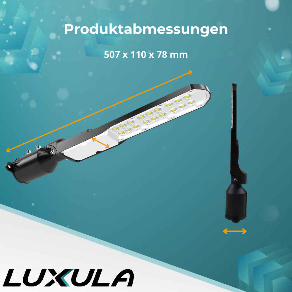 10er Pack LED Straßenleuchte, SLIM, 50 W, 6000 lm, 5000 K (neutralweiß), IP65, Wand- und Mastmontage.