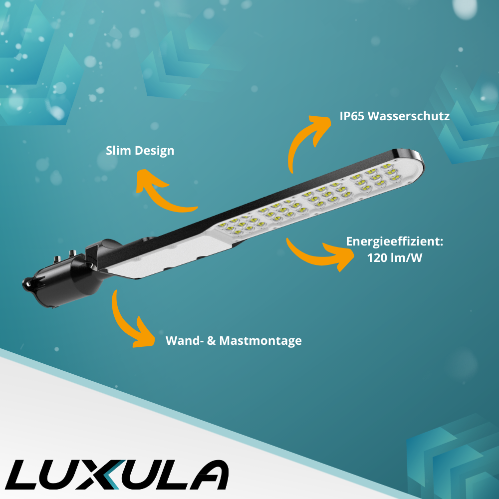2er Pack LED Straßenleuchte, SLIM, 100 W, 12000 lm, 5000 K (neutralweiß), IP65, Wand- und Mastmontage.