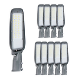 10er Pack LED Straßenleuchte, 100 W, 4500 K (neutralweiß), 10000 lm, grau, IP65, Wand- und Mastmontage.