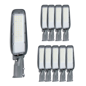 10er Pack LED Straßenleuchte, 100 W, 4500 K (neutralweiß), 10000 lm, grau, IP65, Wand- und Mastmontage.