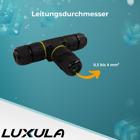 Kabelschnellverbinder; T-förmig, 3-polig, IP68-wasserdicht, 450V, 24A.