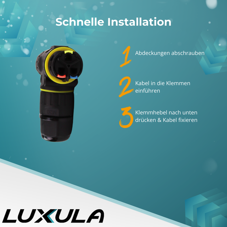 Kabelschnellverbinder; T-förmig, 3-polig, IP68-wasserdicht, 450V, 24A.
