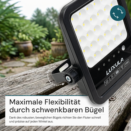 Solarstrahler, LED-Fluter, Solar mit Akku, 6W, 550lm, 6500K, IP65, schwarz.