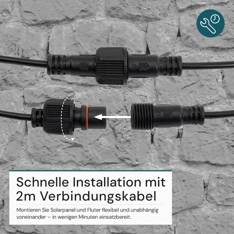 Solarstrahler, LED-Fluter, Solar mit Akku, 6W, 550lm, 6500K, IP65, schwarz.