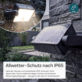 Automatisch rotierender Solar-Fluter mit Bewegungssensor, 6W, 800 lm, 3000K, IP65, Akku