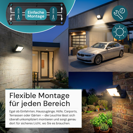 Automatisch rotierender Solar-Fluter mit Bewegungssensor, 6W, 800 lm, 3000K, IP65, Akku