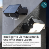 Automatisch rotierender Solar-Fluter mit Bewegungssensor, 6W, 800 lm, 4000K, IP65, Akku.