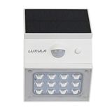 Solar LED Wandleuchte mit drehbarem Lichtkopf und Solarpanel, PIR-Sensor, IP65 und 3 CCT mit Akku, weiß