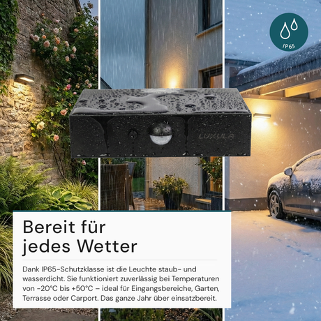 Solar LED Wandleuchte Up/Down, PIR-Sensor, IP65, warmweiß (3000 K), mit Akku