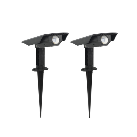 2er-Pack Solar Gartenstrahler, mit verstellbarem Lichtwinkel, 8 Stunden Leuchtdauer, 4000 K (neutralweiß), IP54, Gartenspot